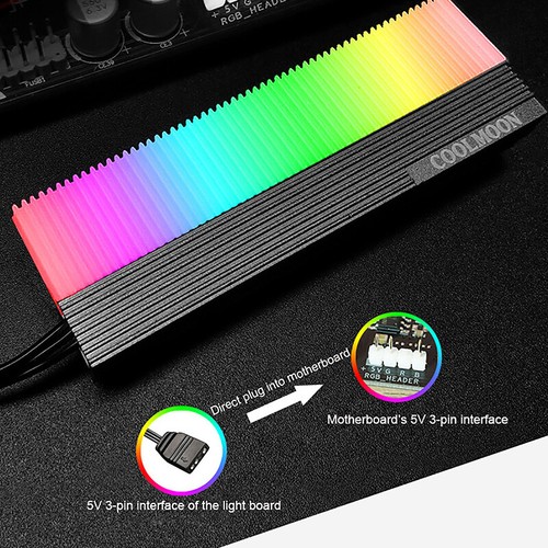 5V ARGB Sync Computer 2280 SSD M2 Radiator PC RGB M.2 Nvme Cooler Heatsink*Q - Photo 6/14