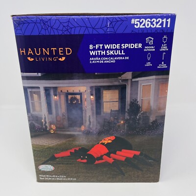 Haunted Living 8 Ft Halloween Inflatable Spider with Skull Design by Gemmy NWB