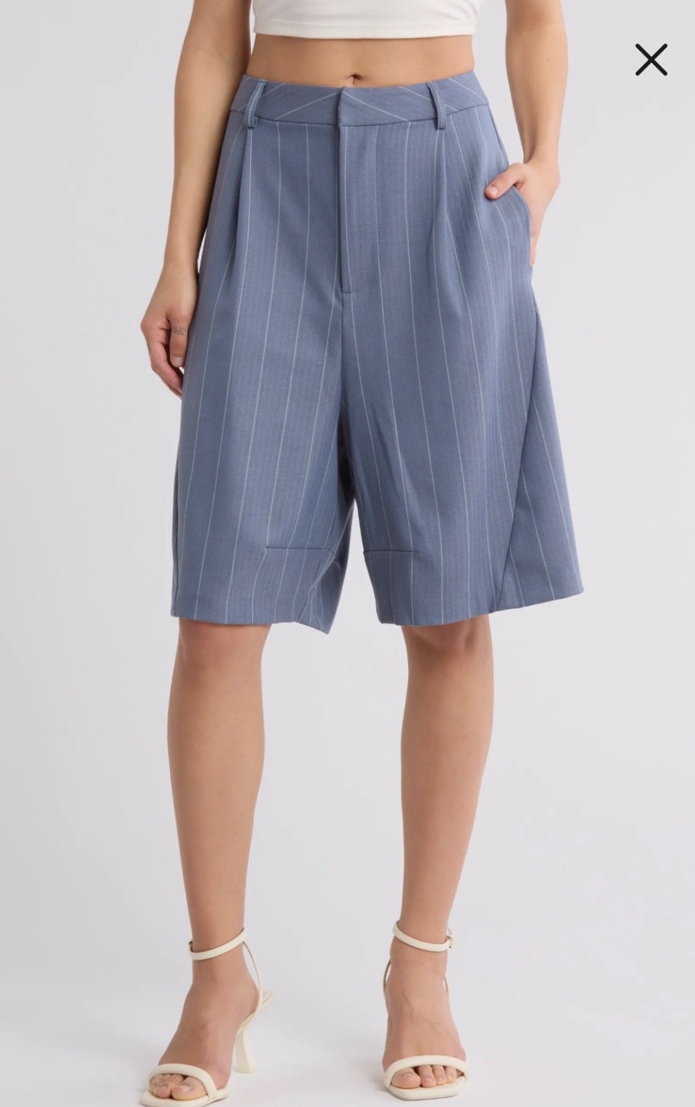 NWT Free People Something About You Pinstripe Trouser Shorts Women's Size 10