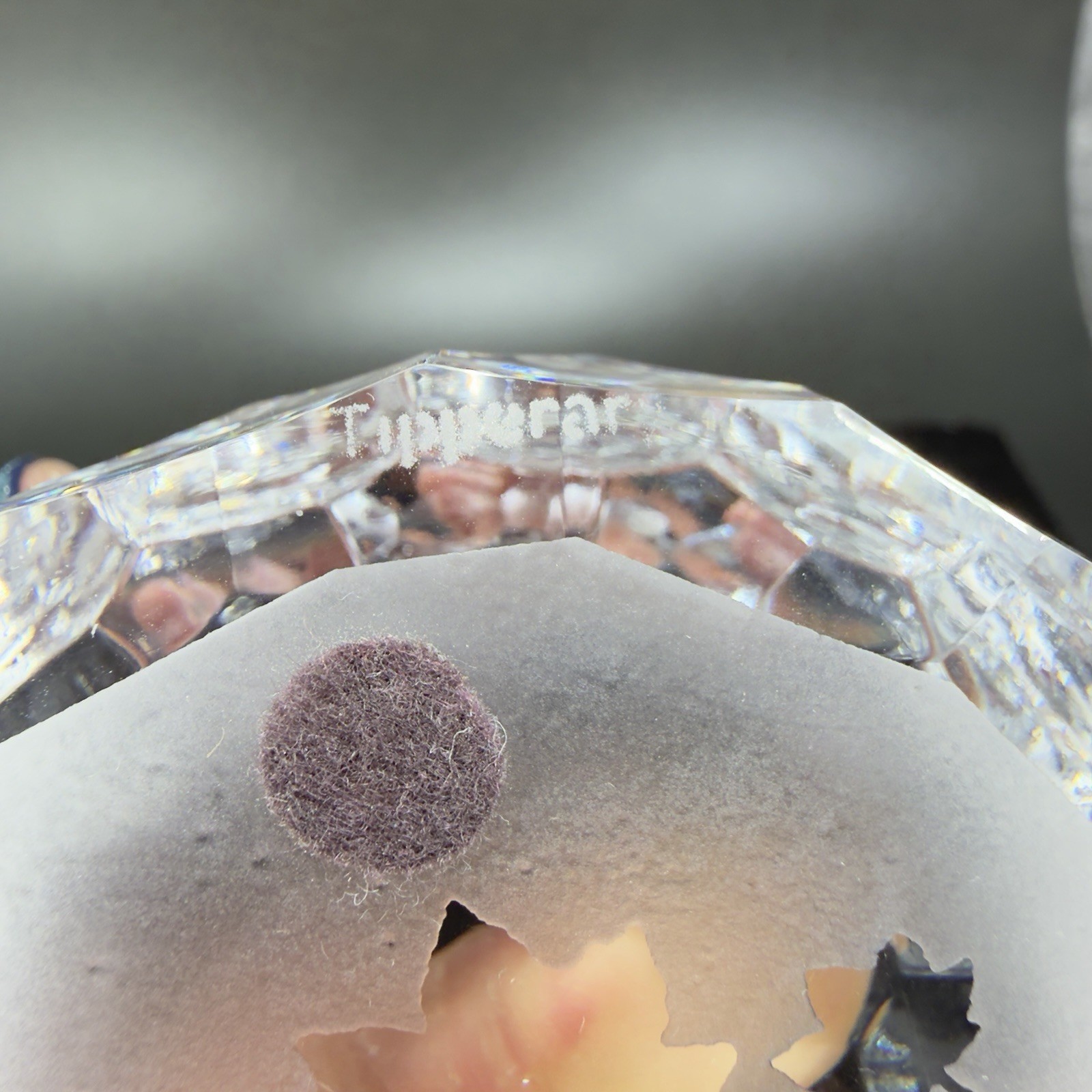 Vintage Tipperary Clear Crystal Leaf Eire Paperweight Faceted Etched Ireland VTG