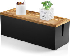 Bivvclaz Large Cable Management Box, Wooden Cord Organizer Box for Desk, Floor,