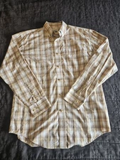 Wrangler Riata Men's Long Sleeve Plaid Retro Button-up Shirt Brown Medium M