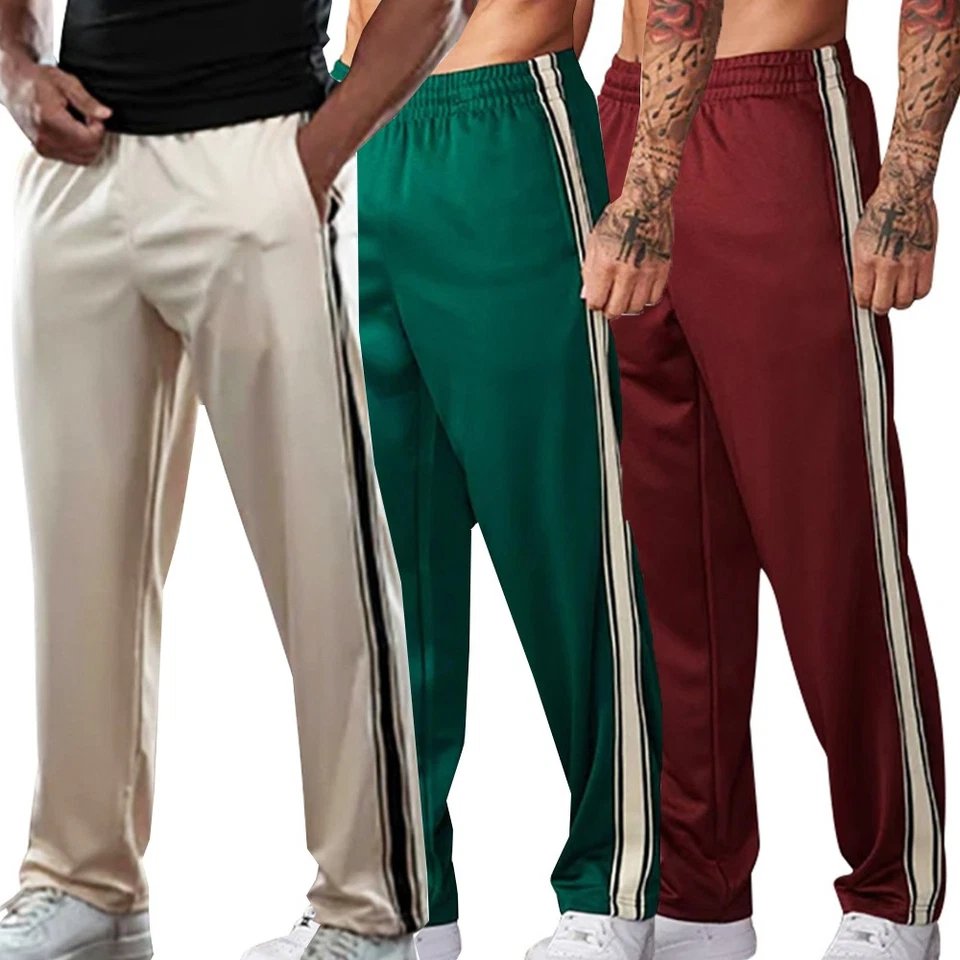 Pantalon de Sport Rayé Homme Polyester Taille Moyenne Longueur Complète - Photo 4/4