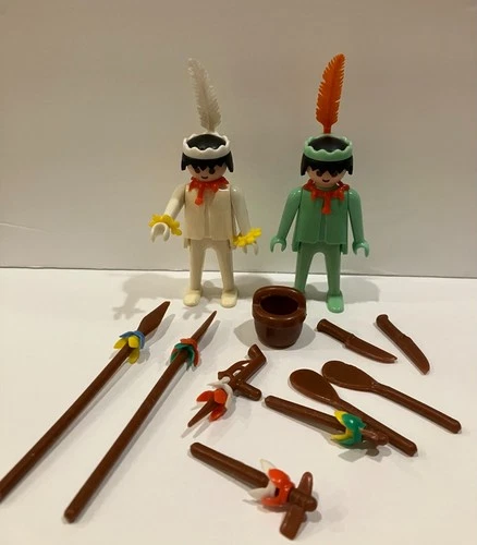 Vintage 1970s Playmobil Set of two Indians and Accessories