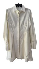 NEW Alexander McQueen Dress Knee Length Off White Ivory L/S 100% Cotton  Size 42