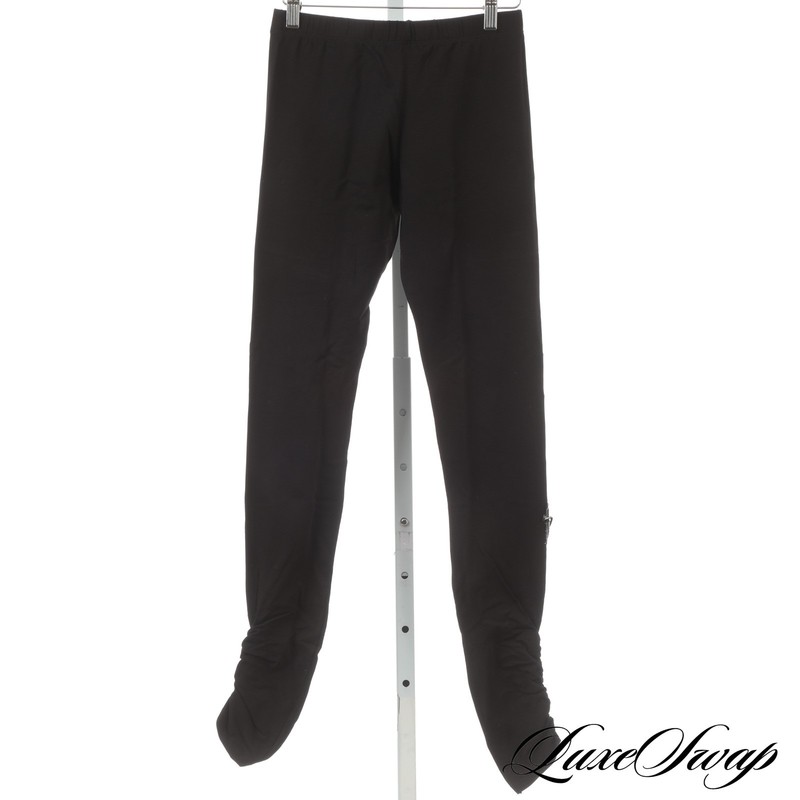NWT Cesare Paciotti Made in Italy Black Ruched Stretch Dagger Martina Pants 38