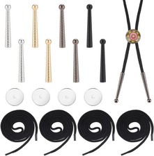 Bolo Tie Findings Cowboy Tie Bolo Tie Tips End Caps Kit Including Nylon Cords,