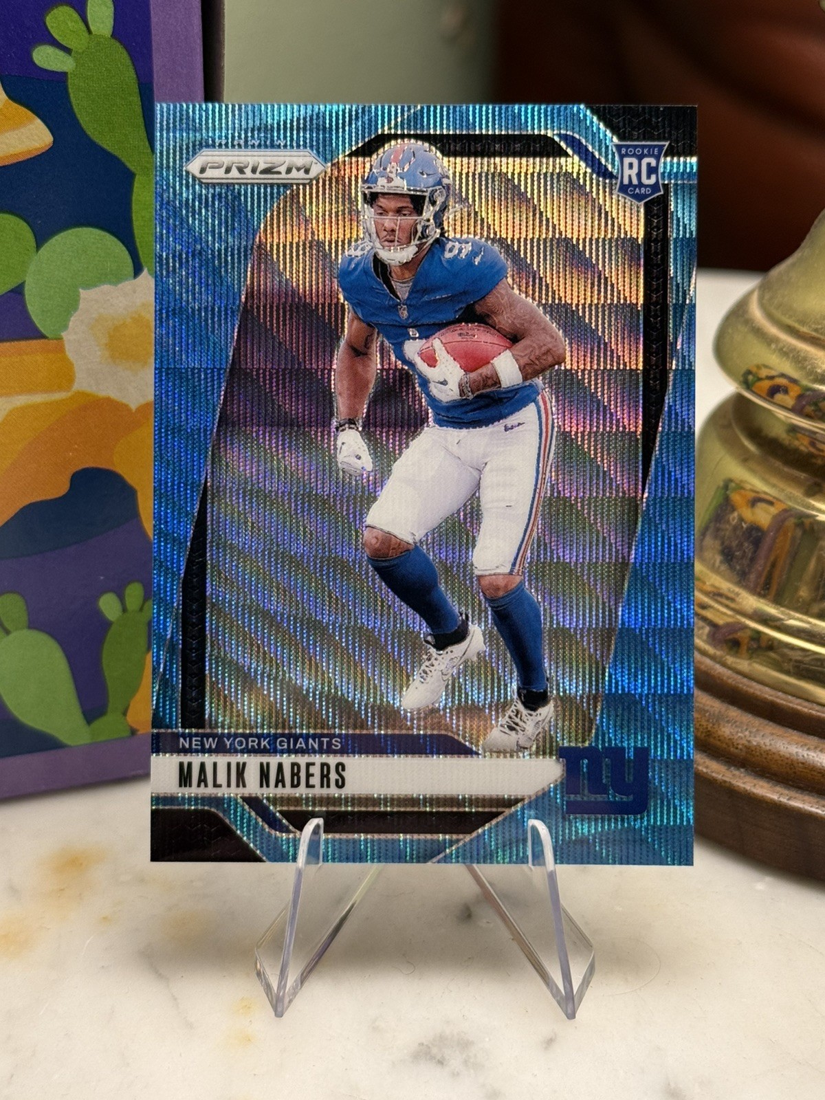 2024 Panini Prizm - Rookies Malik Nabers #370 Blue Wave Prizm /230 (RC) GIANTS
