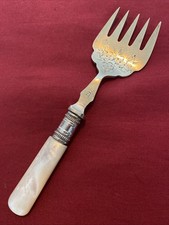 Antique Silver Plate & Mother Of Pearl Sardine Fork c.1900-1920