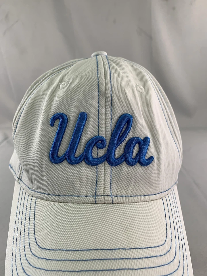 Gorra ajustada UCLA Bruins para hombre XL blanca azul NCAA baloncesto script ajuste único Foto 2 de 4
