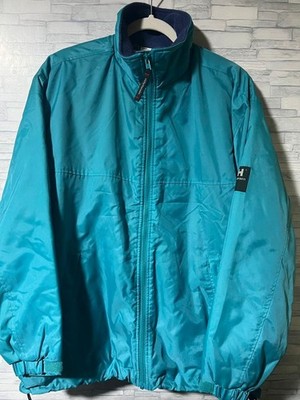 Helly Hansen Nylon Jacket Teal Full Zip Stand Collar HH Logo Used 7.5/10