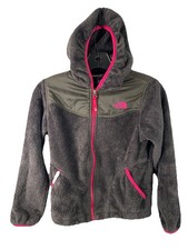 North Face Gray Hooded Zipper Jacket Girls Youth Size Medium 10/12