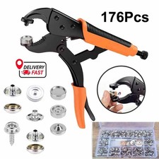 176pcs Heavy Duty Snap Fasteners Pliers Press Studs Kit Leather Button Tool UK
