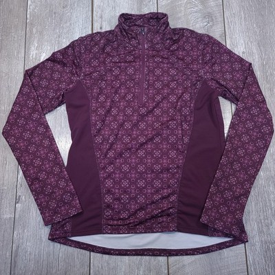 Kerrits Quarter Zip Top Women Medium Purple Bit Print Fleece Lined Long Sleeve