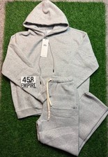 alo Men's Gray Fleece Hoodie  Sweatpants Tracksuit Set Size M Hooded Logo