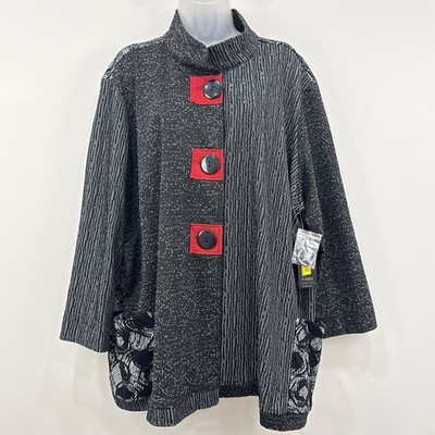 Ali Miles Jacket Womens 3X Mixed Media NWT Mature Art To Wear Loose Lagenlook