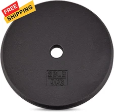 Yes4All Standard 1" Cast Iron Weight Plate E. 20 LBS - Single, 1-Inch Center 