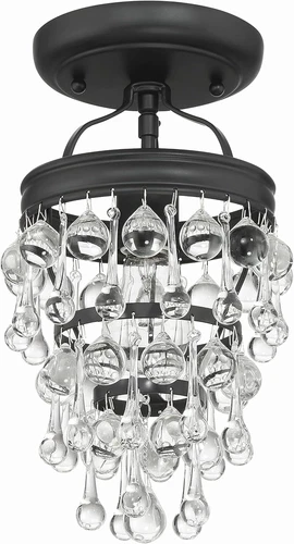 Calypso Matte Black 1-Light Semi Flush Mount Ceiling Light Fixture - Picture 2 of 5
