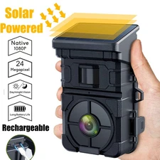 1080P Solar Trail Camera 24MP Wildlife Hunting Cam No Glow IR NightVision 850nm