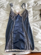 Coquette Diva Blue Ivory Lace Lt. Pink Ribbon Chemise Large