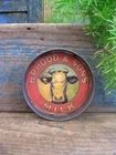 Antique 4" Tin Toy Cake Pan Milk Label Print