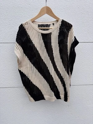 Bonita weicher Strick Pullover mit Lochmuster **wie NEU** Gr. M/L, beige schwarz - Bild 1 von 4