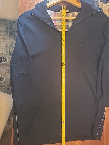 Burberry Brit Maglione Uomo M Nero 1/4 Zip Pullover Cotone - Foto 12 di 12