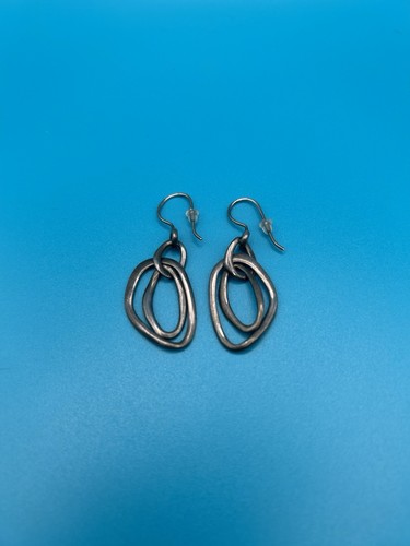 Silpada 925 Sterling Silver Modernist Interlocking Oval Double Hoop Earrings