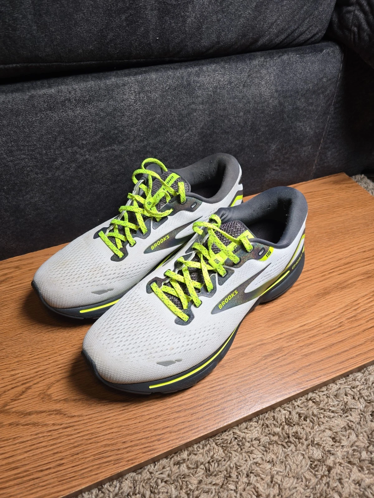 🔥 Brooks Ghost 15 Mens Size 11 White Yellow Black Athletic Running Shoes