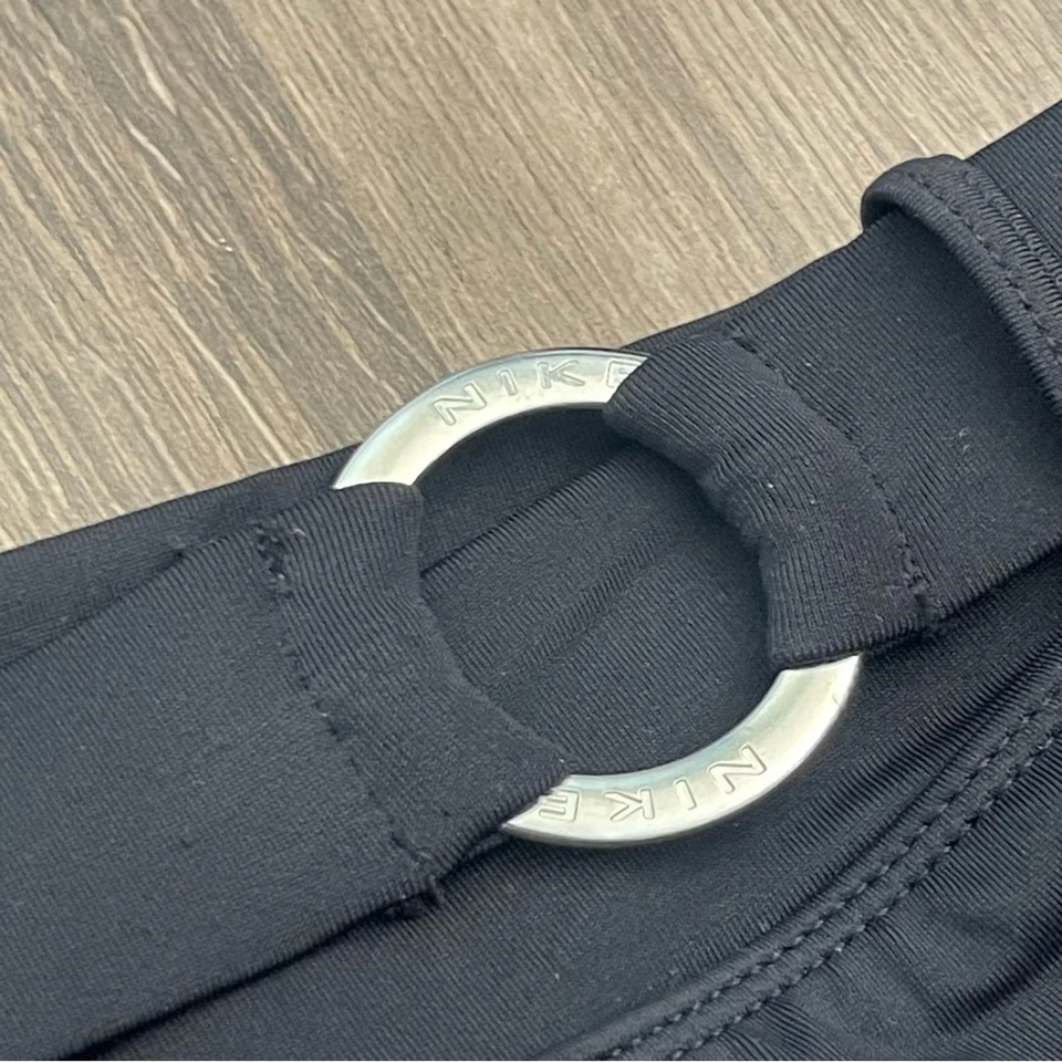 Y2K Nike Swim Micro Mini Skirt Belt Center Back Logo Black Low Rise Womens 14 - Image 3 of 4