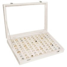 100 Slot Ring Display Tray Organizer Velvet Showcase Jewelry Holder Home Store