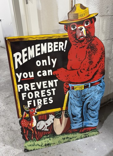 Smokey the Bear Double-Sided Large Porcelain Sign, 40” x 28”