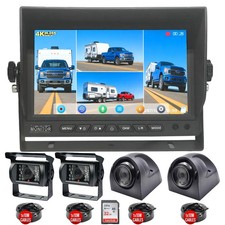 7" 4 Channel DVR System w/ 4 Cameras Kit, Parking Monitor for Truck RV Trailer