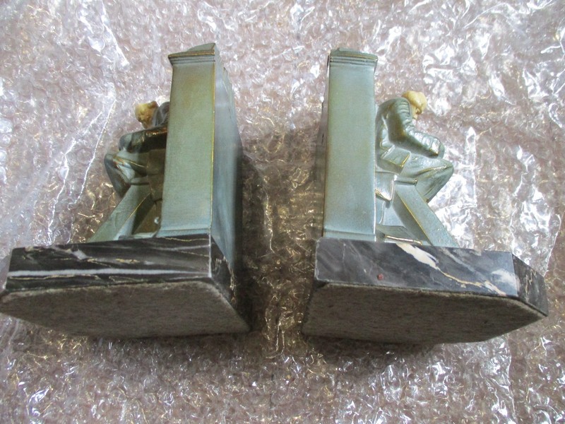 J. B. Hirsch Pair of Library Bookends The Librarian Marble Base Very Nice!