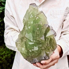 7.17LB Natural green cubic fluorite quartz crystal mineral specimen