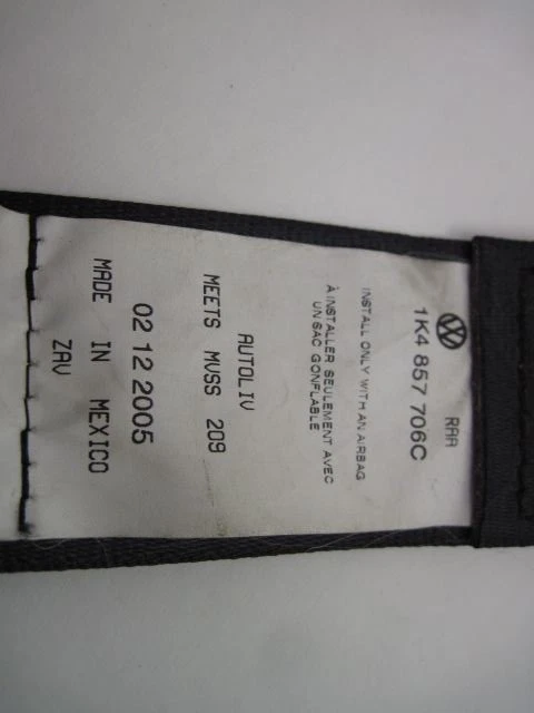 Seat Belt Volkswagen Jetta 2005 05 2006 06 2007 07 08 09 10 Passenger 1K4 689194 Foto 4 de 4
