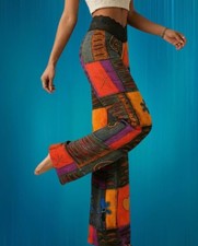 Pantaloni a Gamba Larga con Bordi n Pizzo Stampa Bohemian Look Casual Elegante