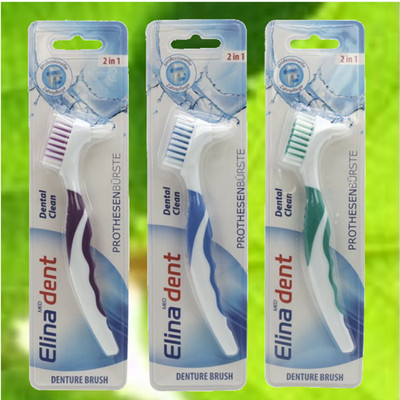 3x Elina Dent 2in1 Prothesenbürste Zahnbürste für die Dritten