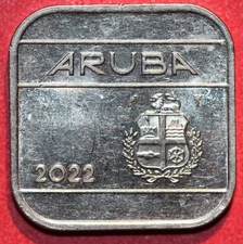 Aruba 2022 50 cents Dutch King Willem Alexander,National arms-Foreign Coin24.5mm