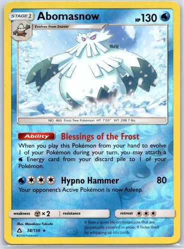 Abomasnow 38/156 Rare Ultra Prism Pokemon Reverse Holo Moderately Played