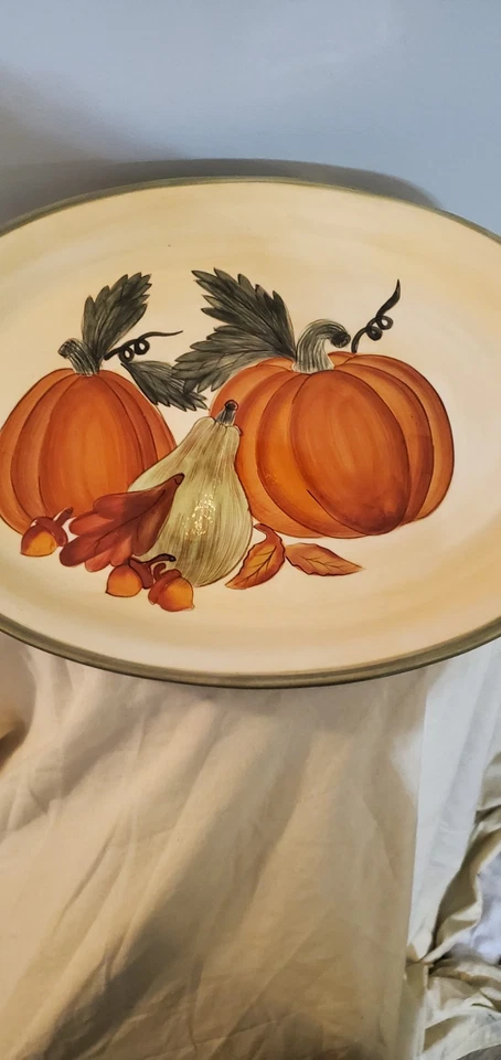 Plato Sonoma Home Goods Calabaza Tema Otoño 15.5" Excelente Estado Foto 4 de 4
