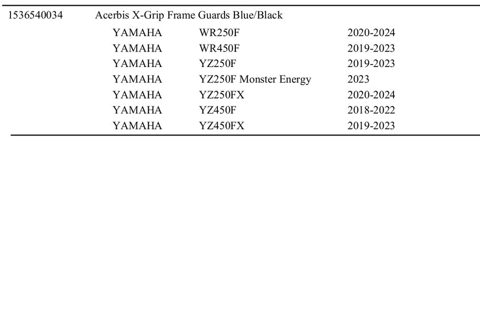 Acerbis X-Grip Frame Guard (BLUE/BLACK) For 19-22 YAMAHA YZ250F - Imagem 2 de 2