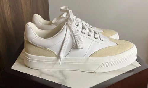 J Slides GABBIE Damen-Sneaker weiß/sandfarbenes Nappa-Wildleder, Größe 11