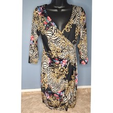 THALIA LEOPARD CHAIN ROPE DESIGN WRAP DRESS -SIZE XS