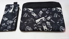 Old School Video Game Motif Zippered Case/Bag & Smaller Zippered Case/Bag