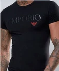 Emporio Armani Black Men's T-Shirt Round Neck, size M*L*XL*2XL*3XL ,Glossy logo