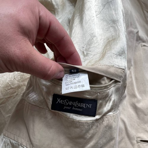 Vintage 90s Yves Saint Laurent Button-Up Trench Coat Beige Size 52 - Picture 20 of 24