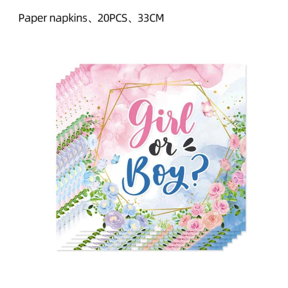 Vajilla desechable de fiesta revelación de género platos favores de fiesta decoración Foto 3 de 4