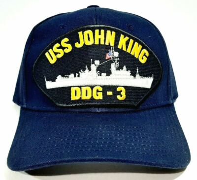 USS JOHN KING DDG-3 Patch Hat Baseball Cap Adjustable Navy Blue 100% Acrylic