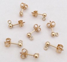 10pcs 3mm Ball Bead Earring Post 14k Gold Filled with butterfly backing E28g